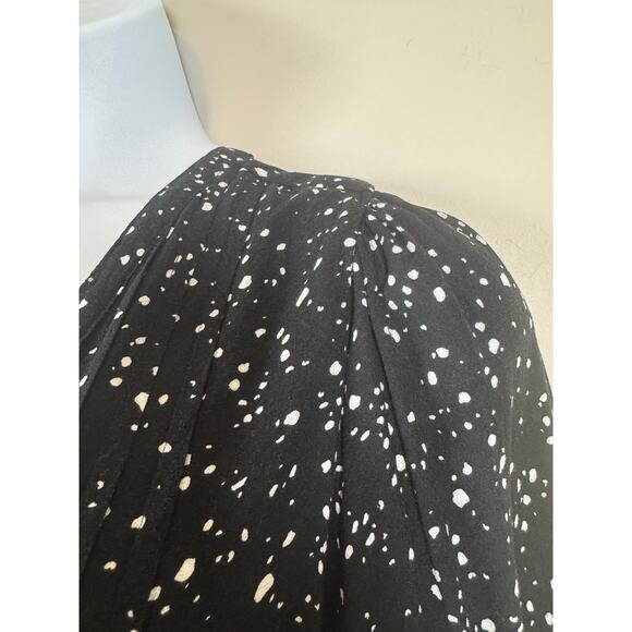 Terra & Sky Black White Speckle Plus Sz 2X Peasant Blouse 3/4 Sleeve V-Neck Boho - Picture 6 of 12
